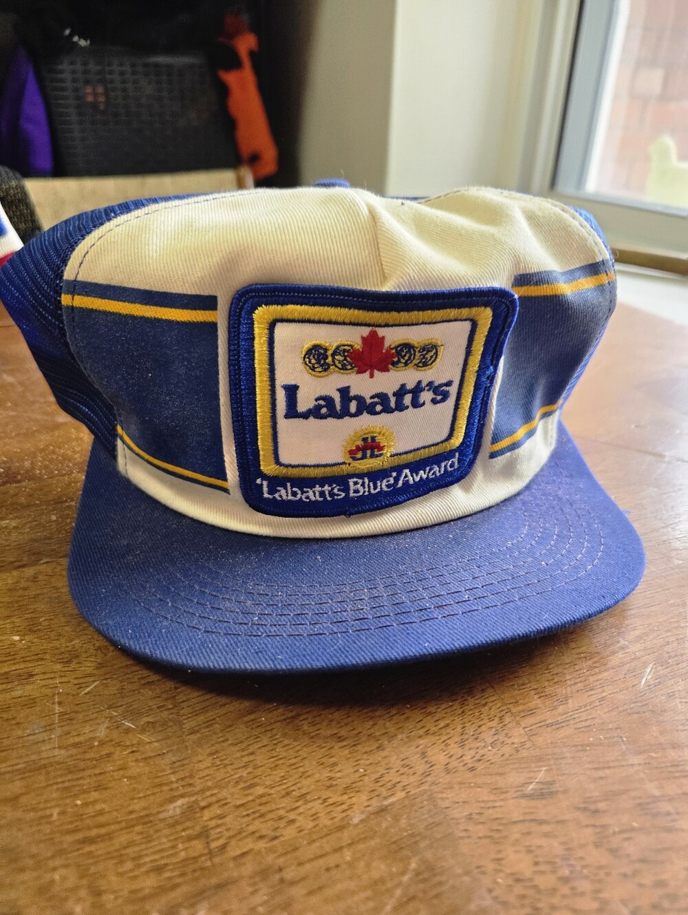 Vintage 1980s Labatt's Blue Award Trucker Hat - Snapback Mesh Cap - Made in Cana